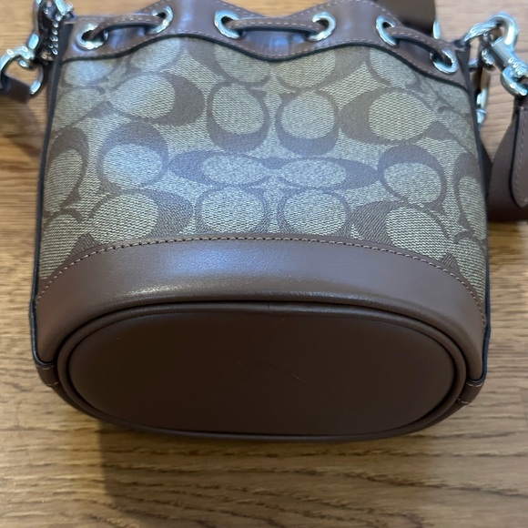 NWOT Coach Mini Bucket Bag In Signature Brown and Tan Canvas - Picture 7 of 15